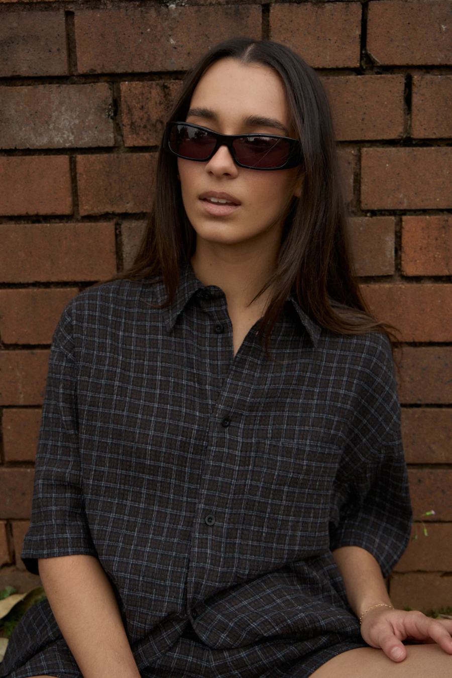 Afends Dusk Hemp Seersucker Check Shirt - Black Check