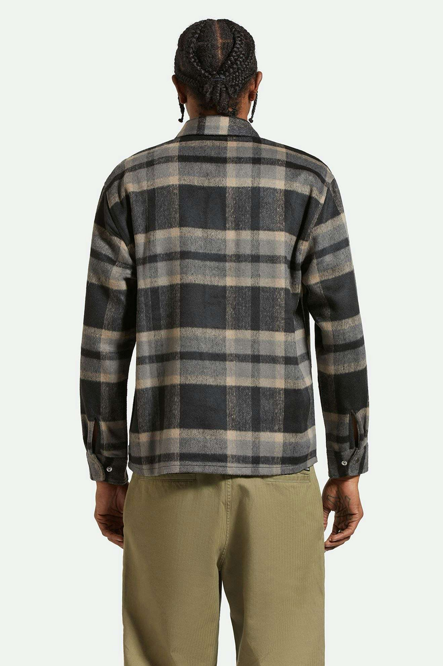 Brixtron  Selden Soft Brushed Flannel Overshirt - Black/ Charcoal
