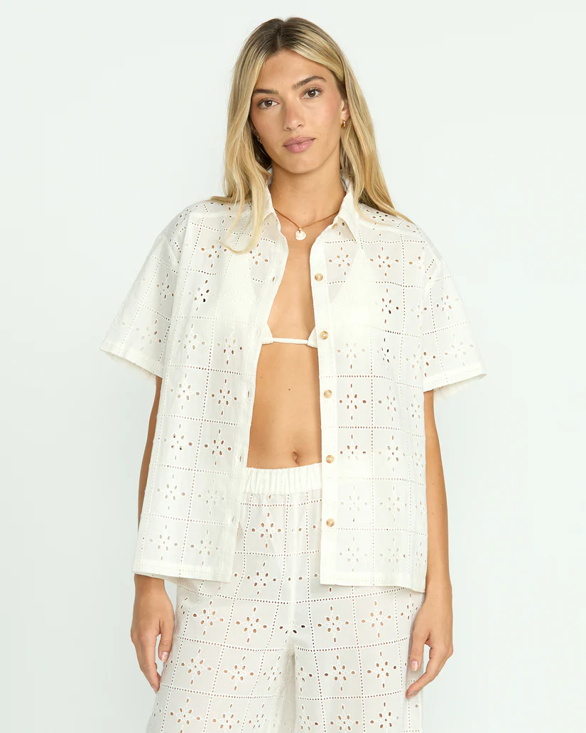 Billabong Eyelet Crush SS Shirt - Salt Crystal