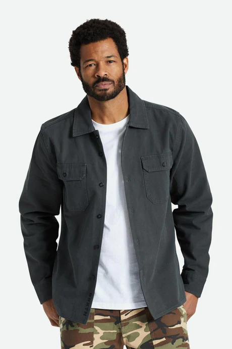 Brixton Bowery  Surplus L/S  Overshirt - Washed Black