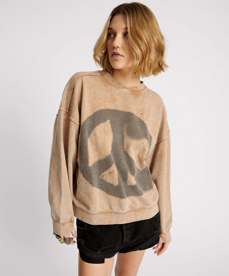 One  Teaspoon Peace Retro Sweater - Stone