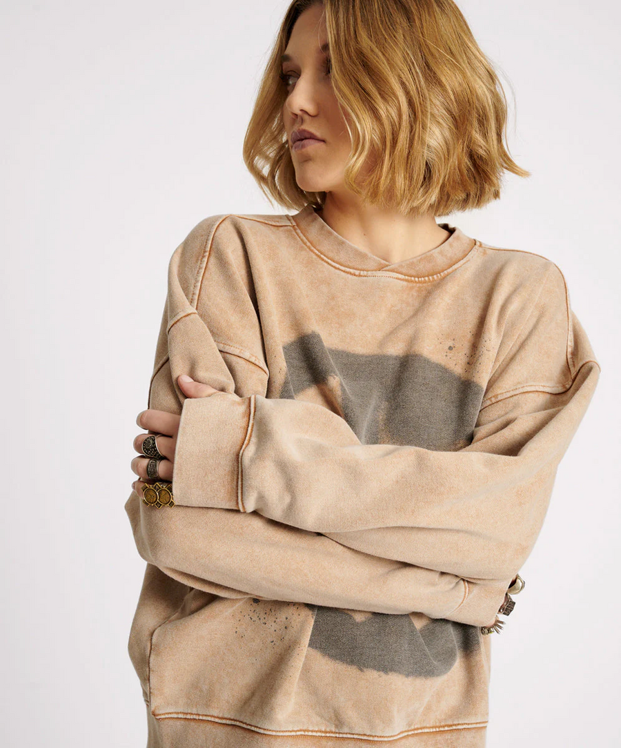 One  Teaspoon Peace Retro Sweater - Stone