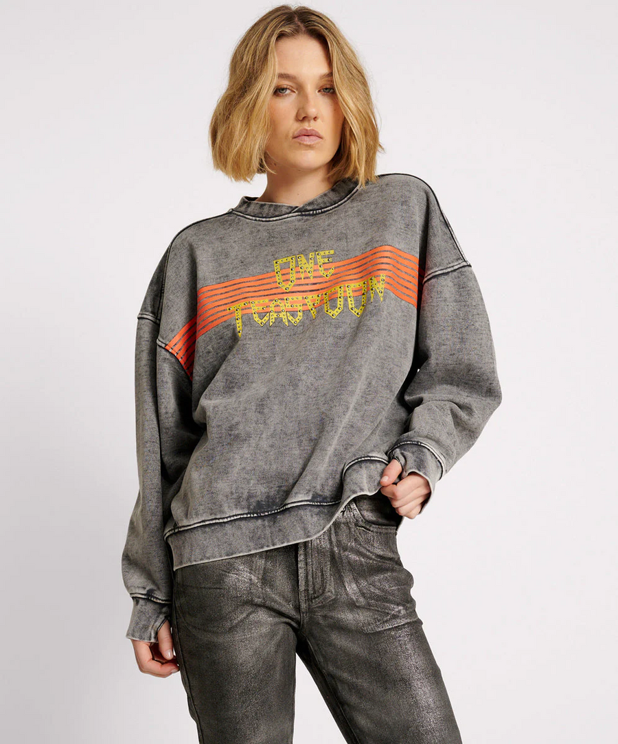 One Teaspoon Gothic Studded Retro Sweater - Black Acid