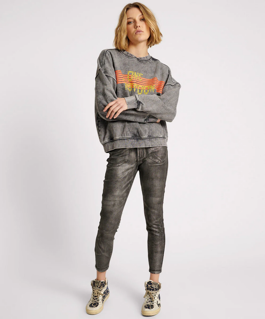 One Teaspoon Gothic Studded Retro Sweater - Black Acid