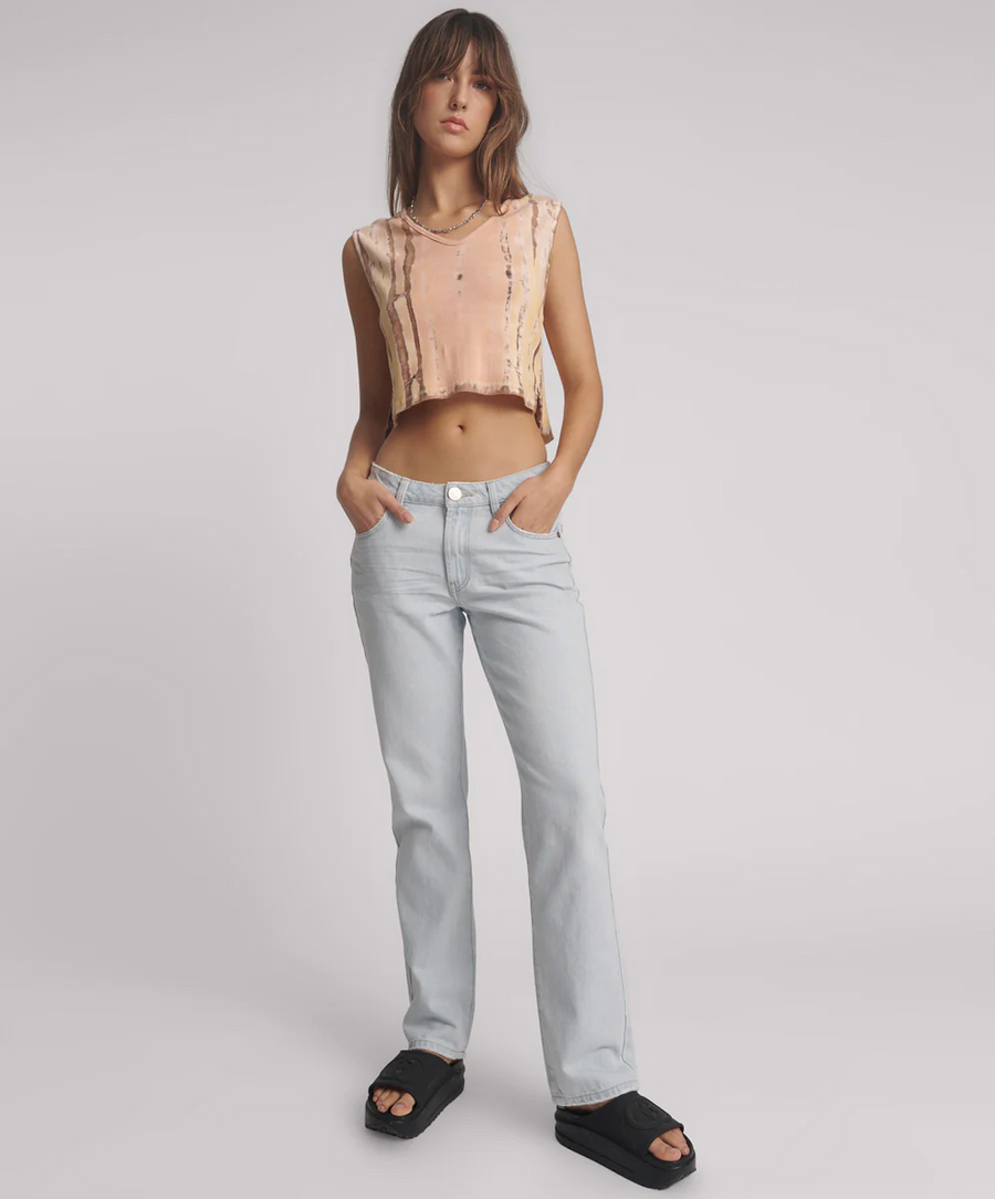 One Teaspoon Bel Air Blue Trucker Mid Rise Straight Leg  Jeans - Bel Air Blue