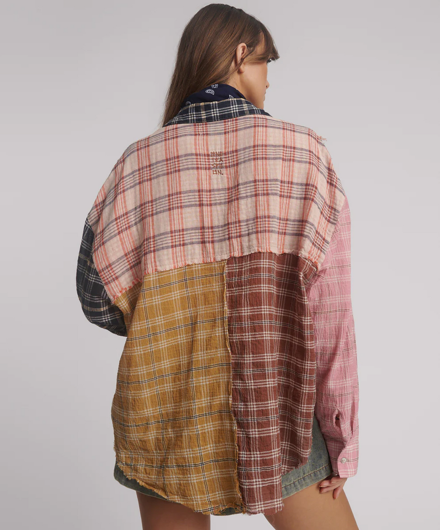 One Teaspoon Panelled Flannel Oversize Shirt- Multi