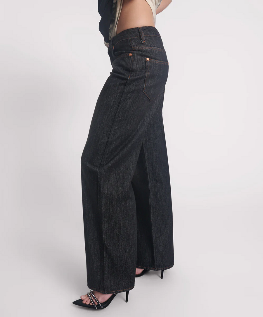 One Teaspoon Jacksons Mid Waist Wide leg - Raw Black
