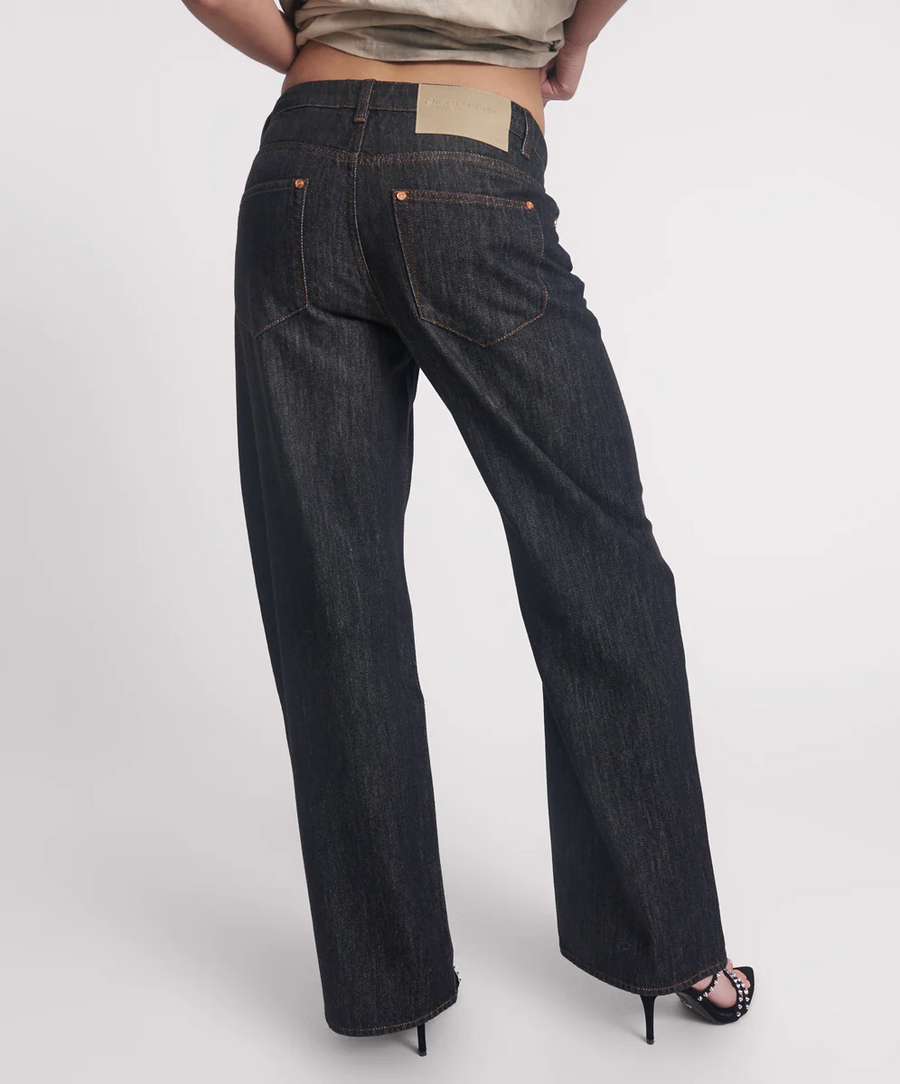 One Teaspoon Jacksons Mid Waist Wide leg - Raw Black