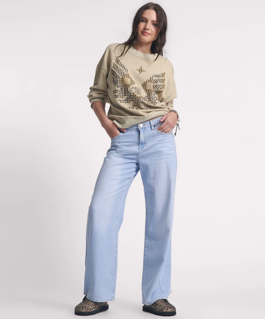 One Teaspoon Jacksons Mid Waist Wide Leg Jeans - Best Blue