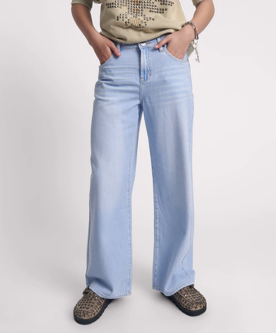 One Teaspoon Jacksons Mid Waist Wide Leg Jeans - Best Blue