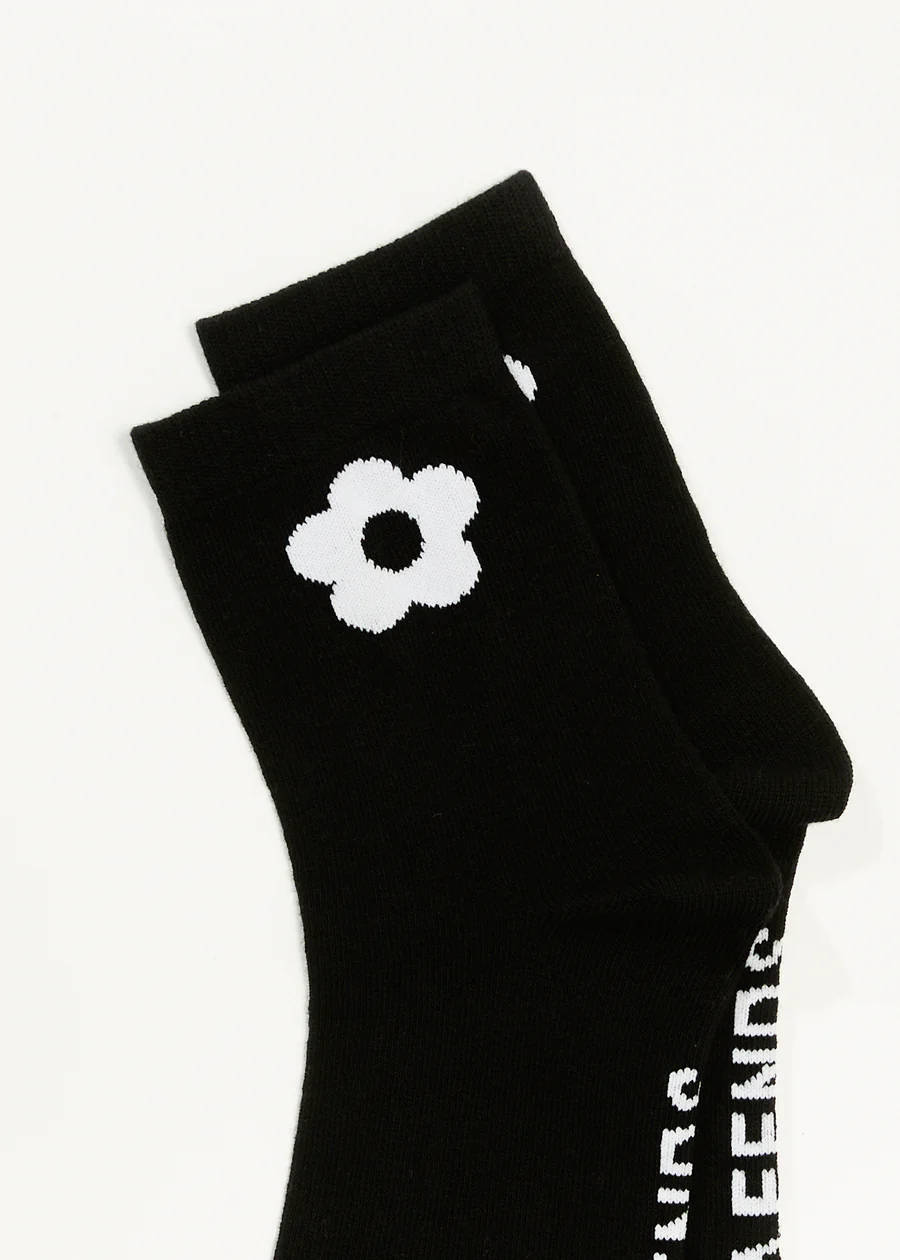 Afends Blossom Recycled Socks Two Pack  One Size  - White Black