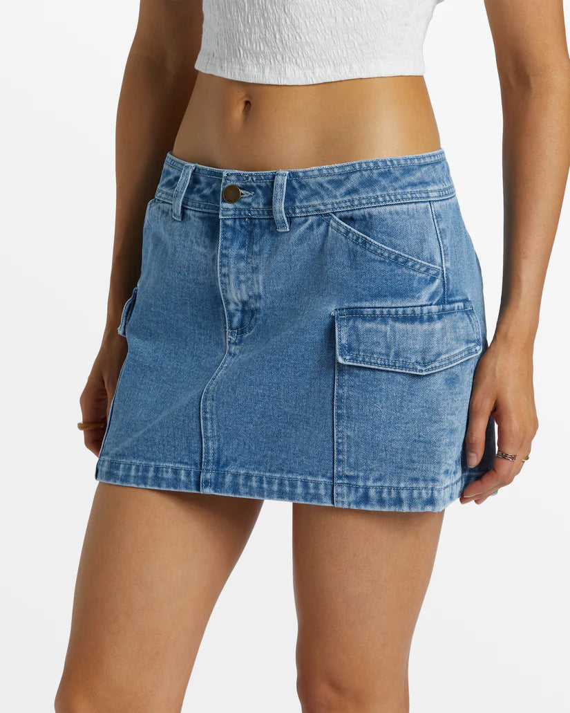 Billabong Hilary Cargo  Skirt - Medium Blue Rinse