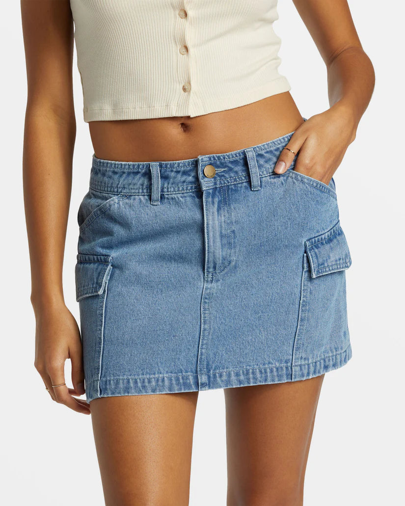 Billabong Hilary Cargo  Skirt - Medium Blue Rinse