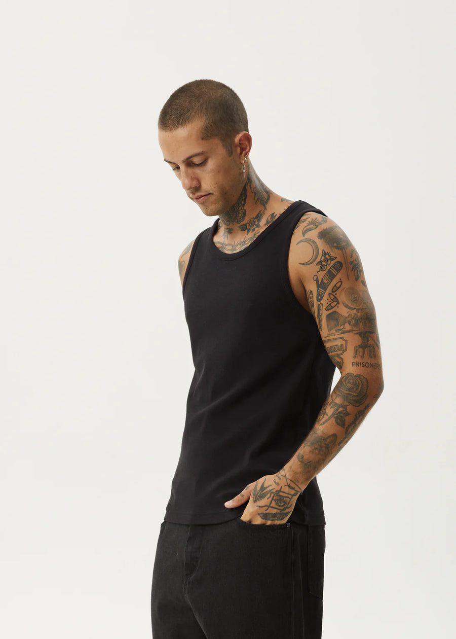 Afends Paramount Rib Singlet - Black