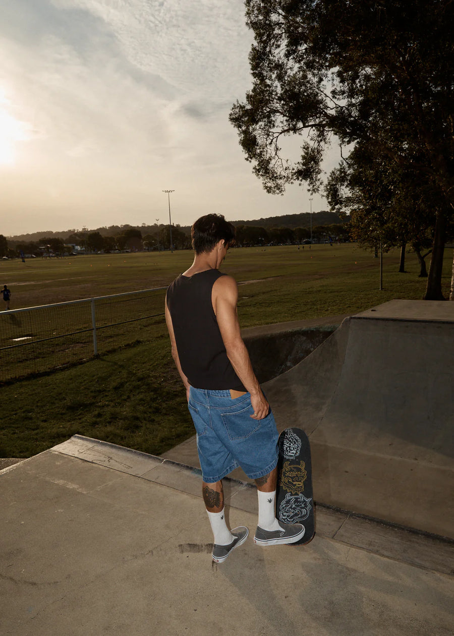 Afends Paramount Rib Singlet - Black