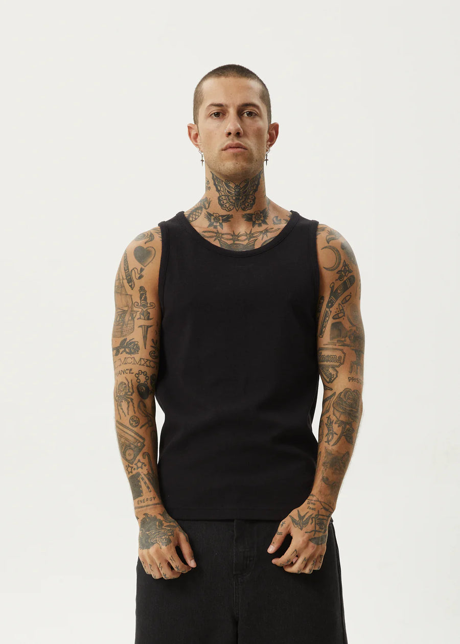 Afends Paramount Rib Singlet - Black
