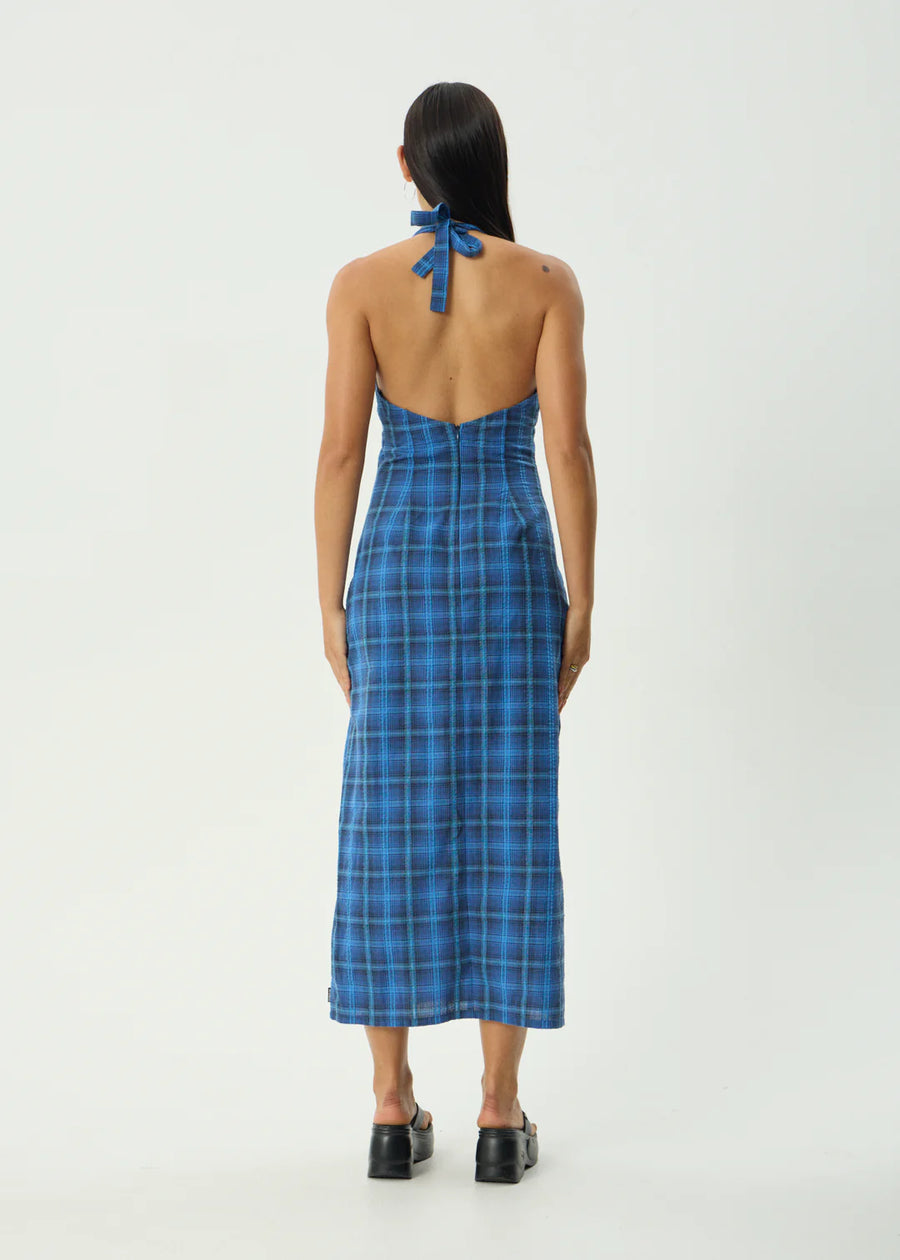Afends Camden Seersucker  Maxi Dress  - Marina Check