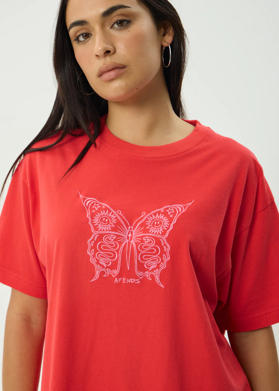 Afends Fly Away Oversized Tee - Tomato