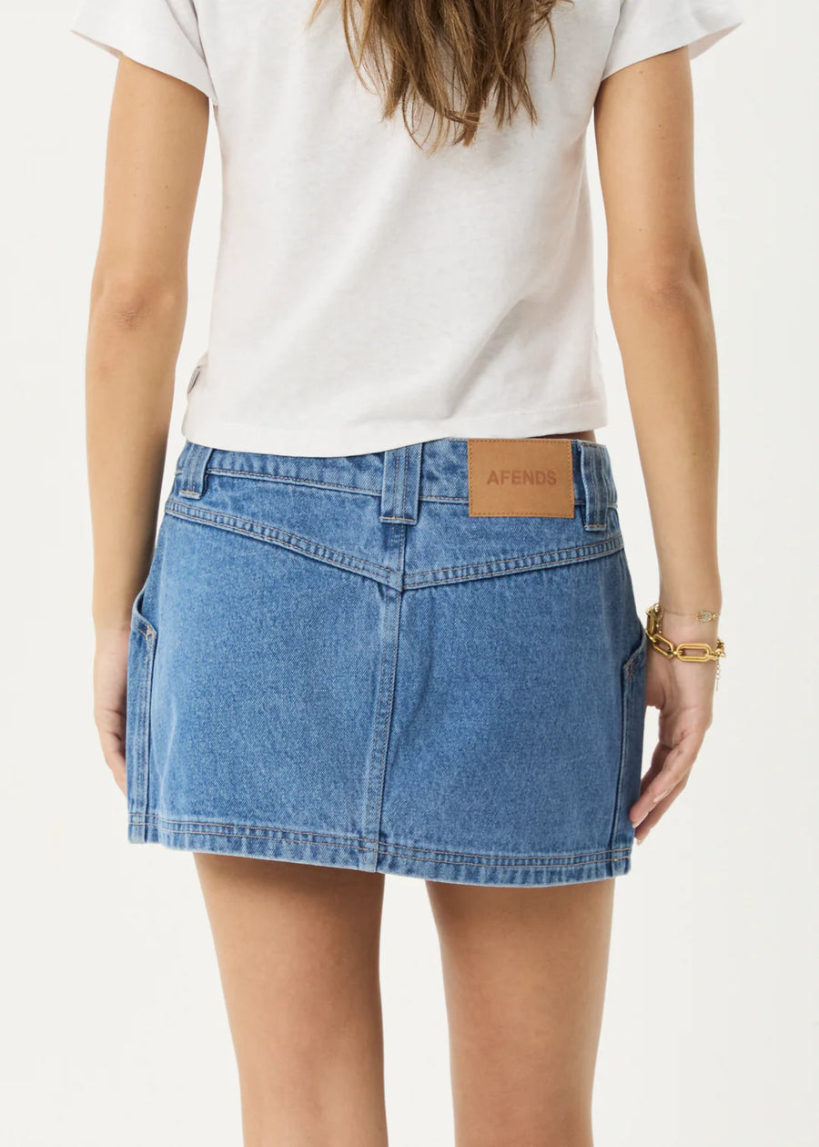 Afends Lexi Denim Mini Skirt  - Worn Blue