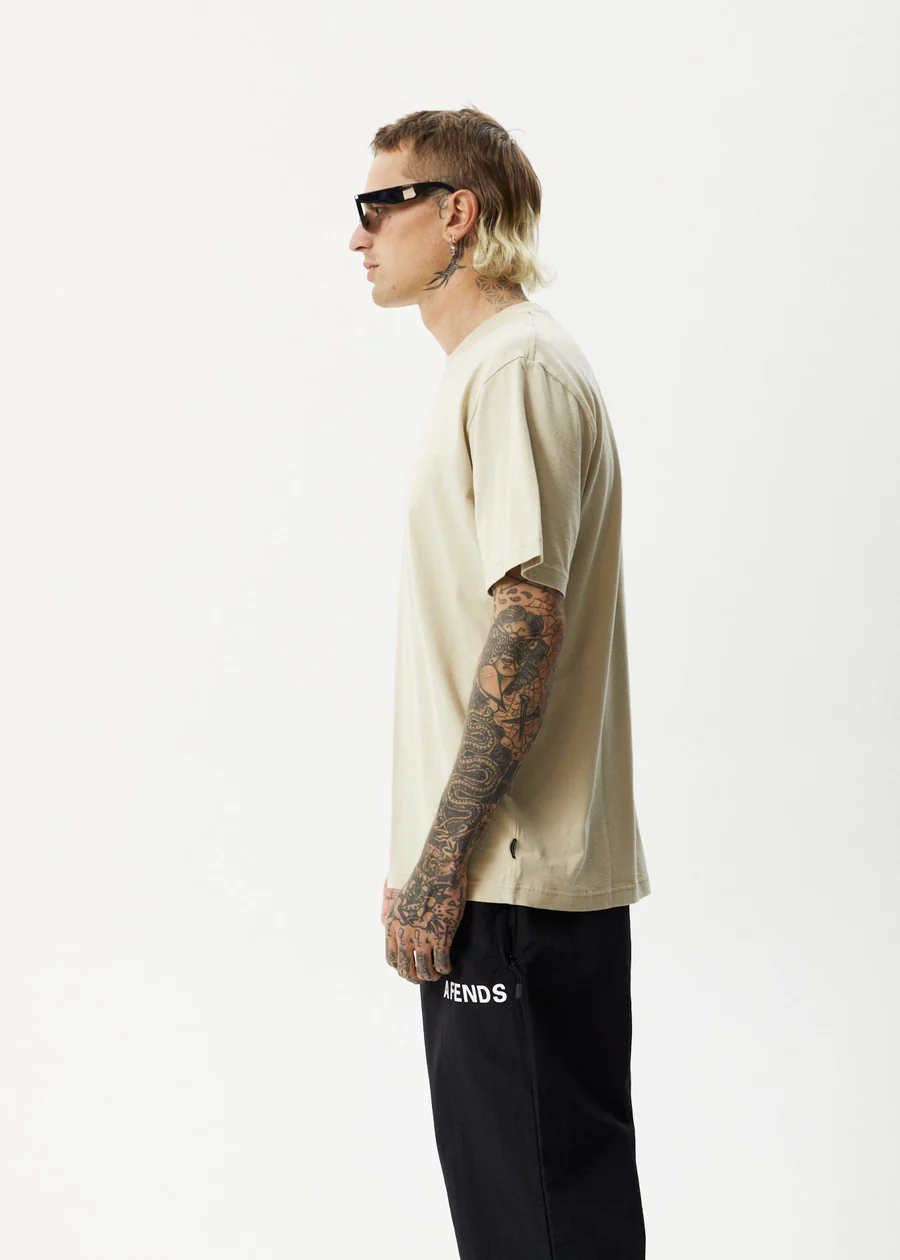 Afends Liquid Recycled Retro Fit Tee - Cement