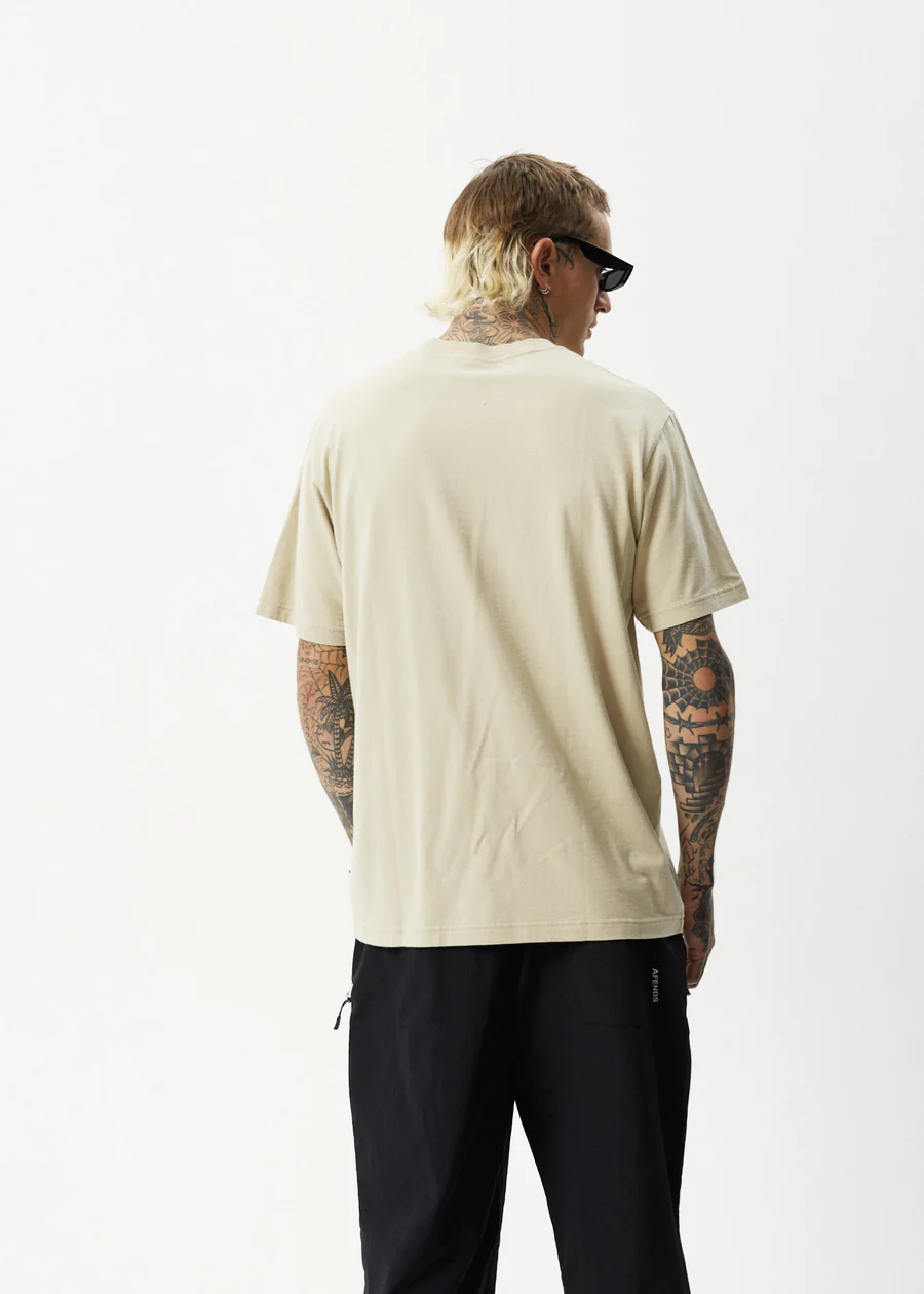 Afends Liquid Recycled Retro Fit Tee - Cement