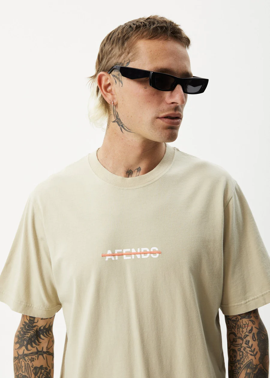 Afends Liquid Recycled Retro Fit Tee - Cement