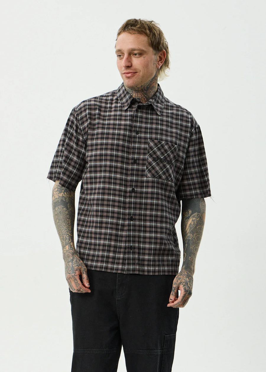 Afends Darkness SS Shirt -Black Check