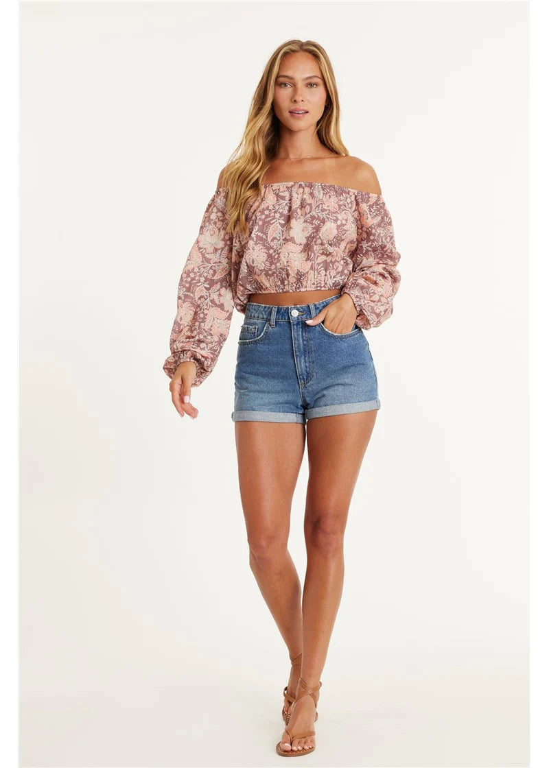 Amuse Society  Eliza LS Woven Top - Coconut