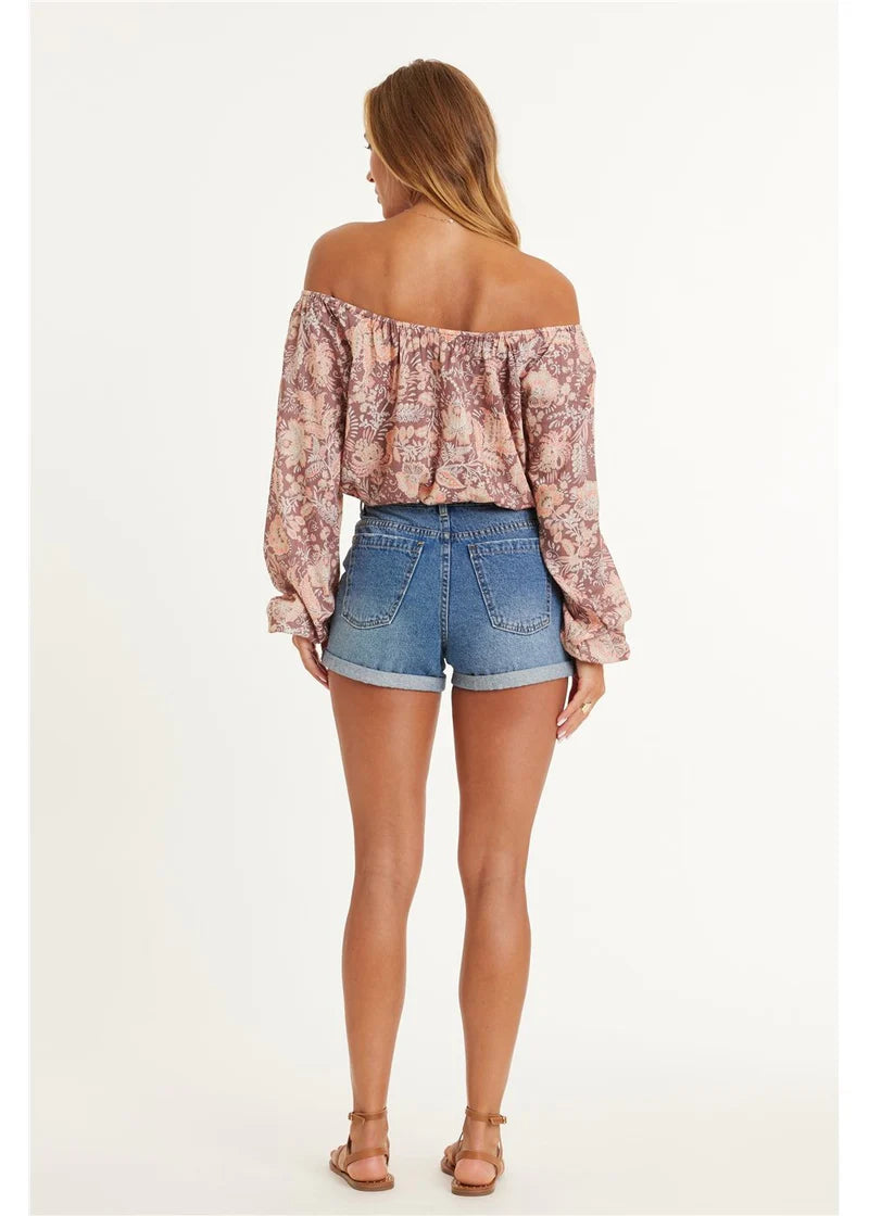 Amuse Society  Eliza LS Woven Top - Coconut