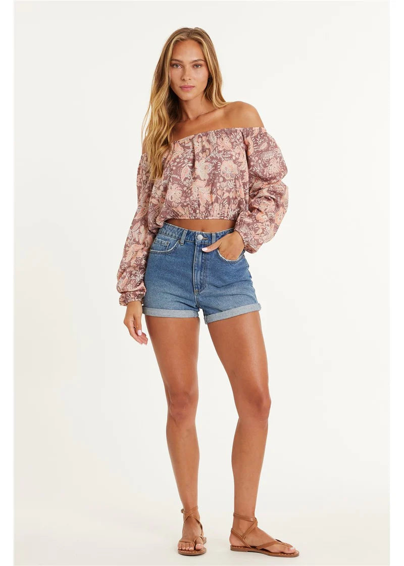 Amuse Society  Eliza LS Woven Top - Coconut