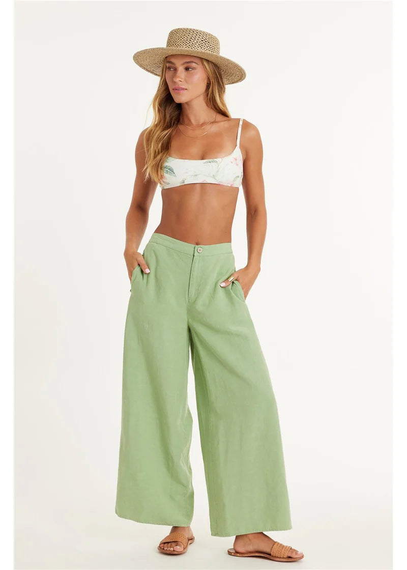 Amuse Society Mackenzie  Woven Crop Pant - Island Green