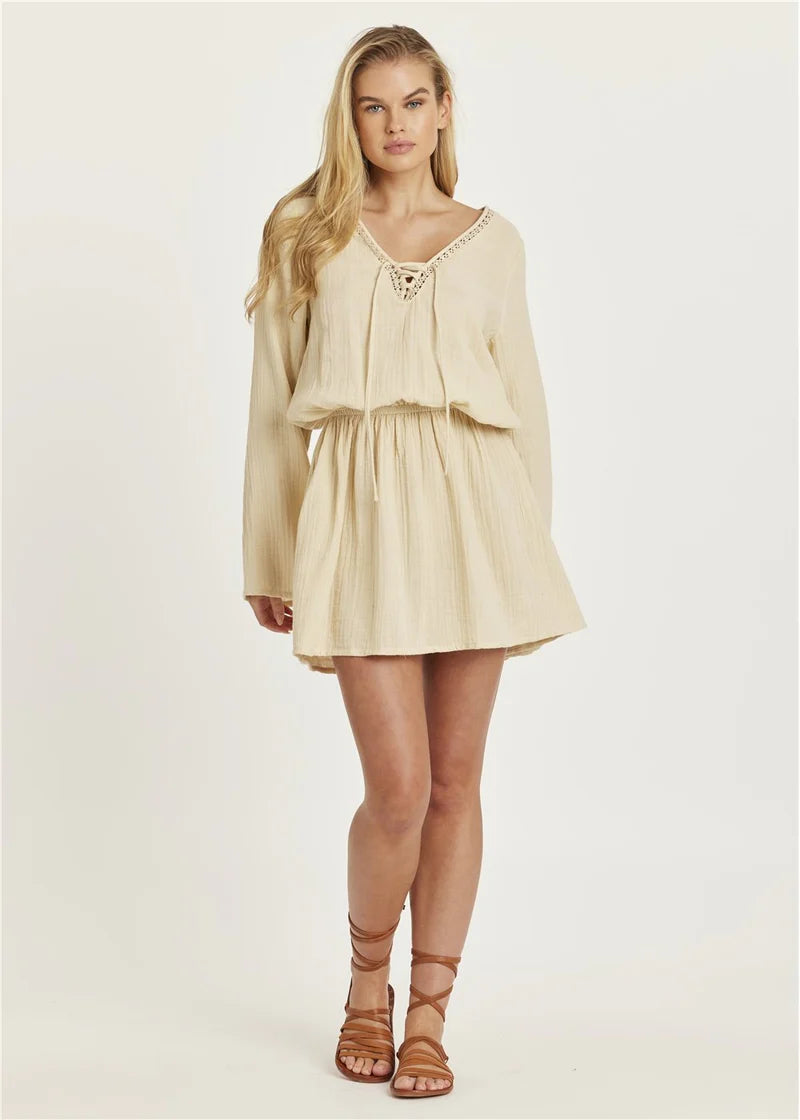 Amuse Society  Ring My Bell Woven Mini Dress - Sandy