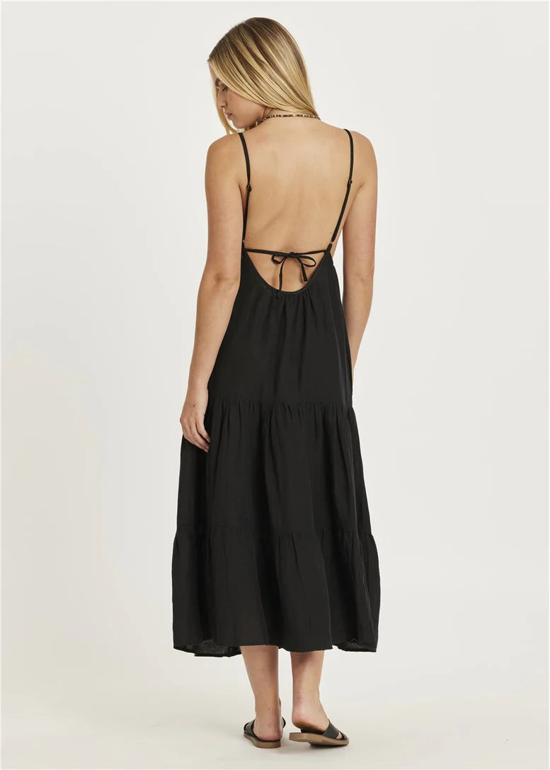 Amuse Society Check Me Out Woven Midi Dress - Black