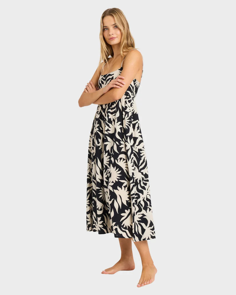 Billabong By My Side Island Heat  Midi Dress - Black White