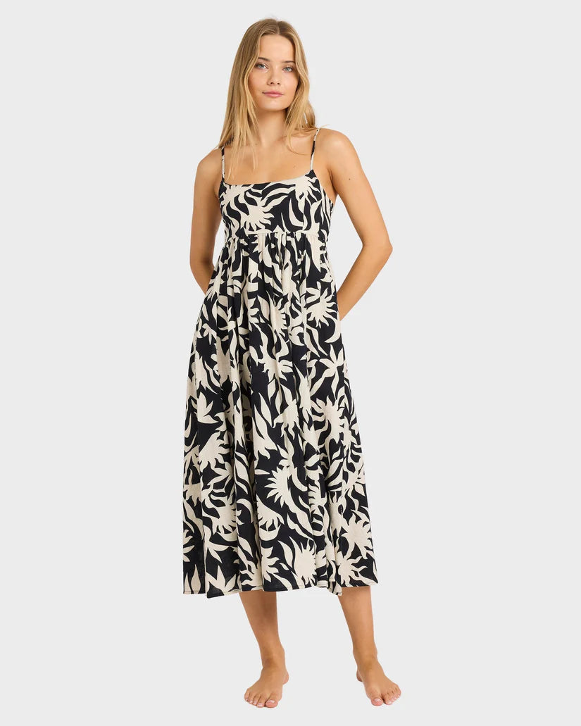 Billabong By My Side Island Heat  Midi Dress - Black White