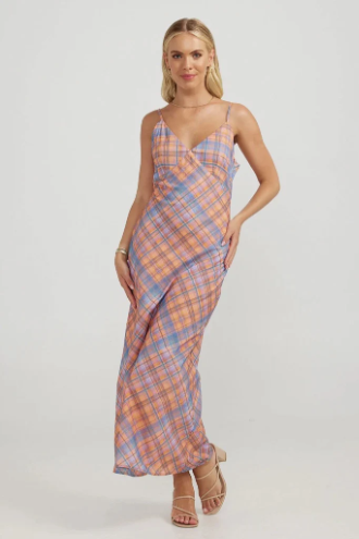 Charlie Holiday Kiera Maxi Dress - Peachy Check