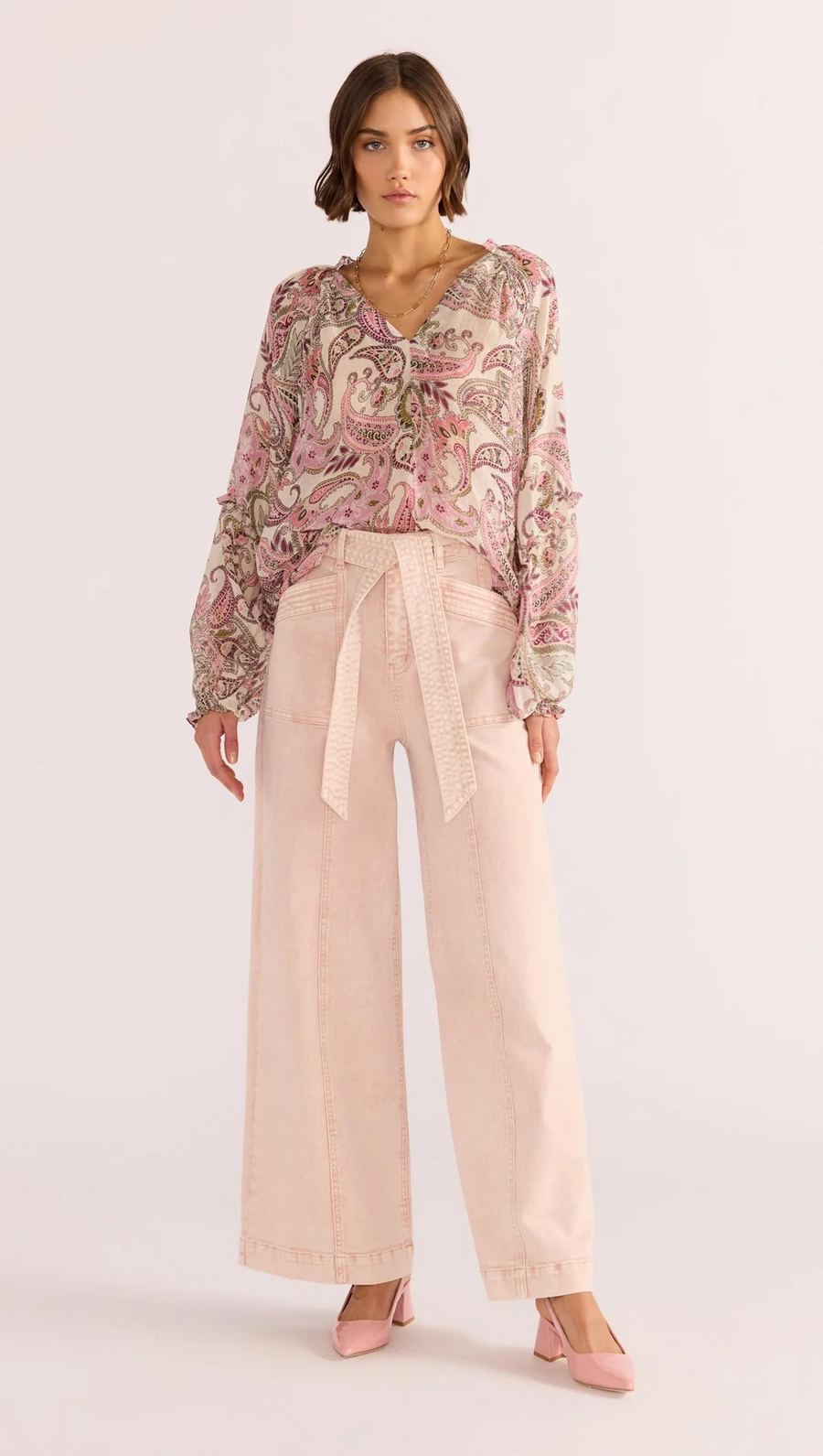 Minkpink Dahlia Denim Panel Jeans - Light-Pink