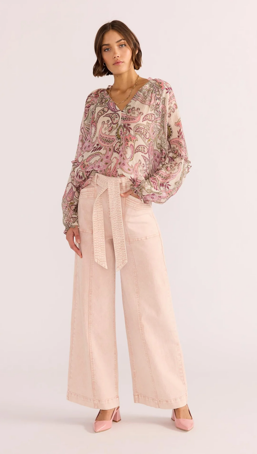 Minkpink Dahlia Denim Panel Jeans - Light-Pink