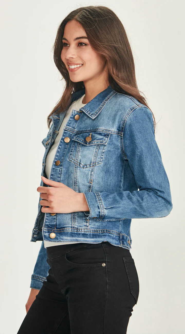 Junkfood Stretch Denim Jacket - Mid Blue