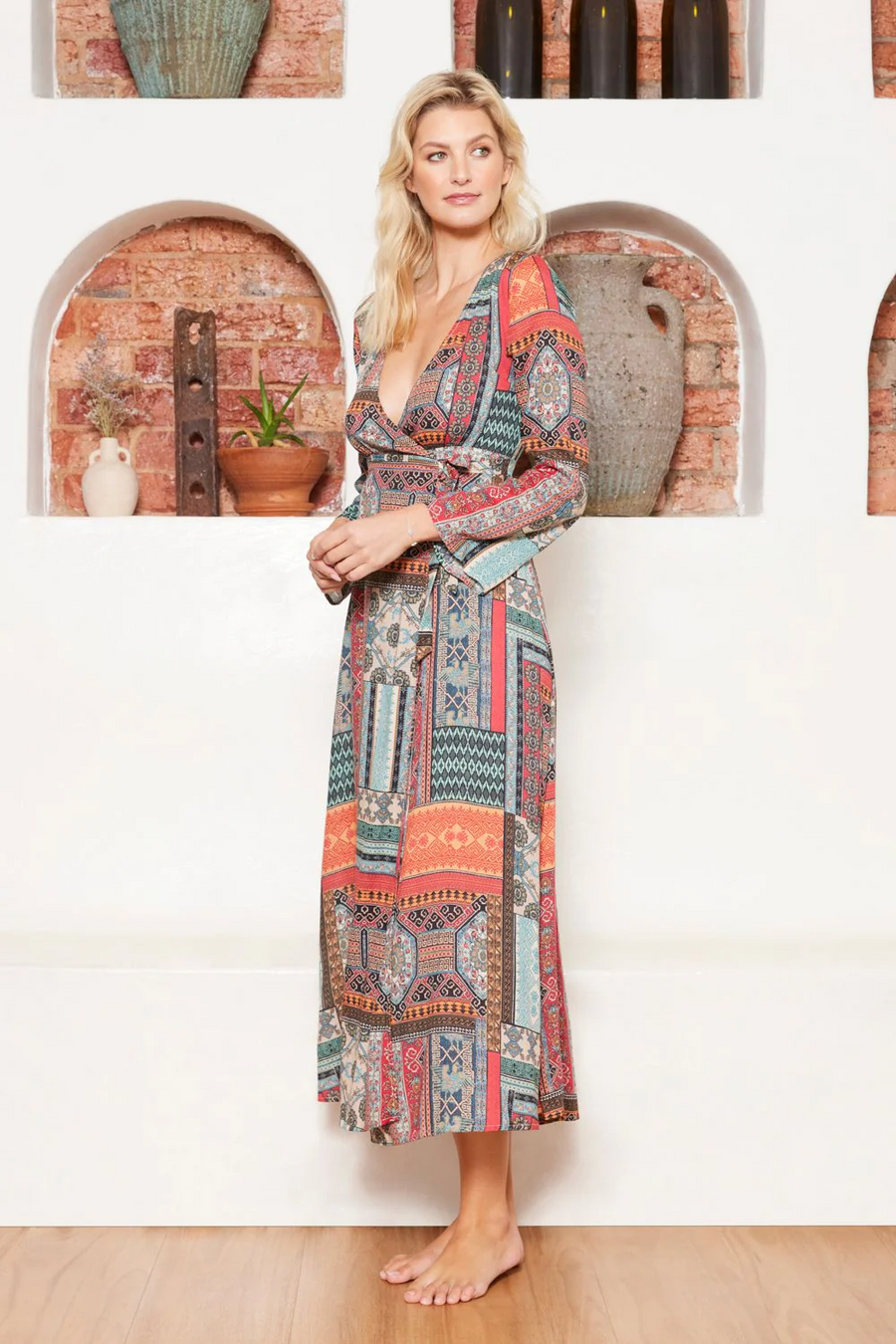Tigerlily Kefalonia Suri Wrap Maxi Dress -  Kefalonia Patchwork