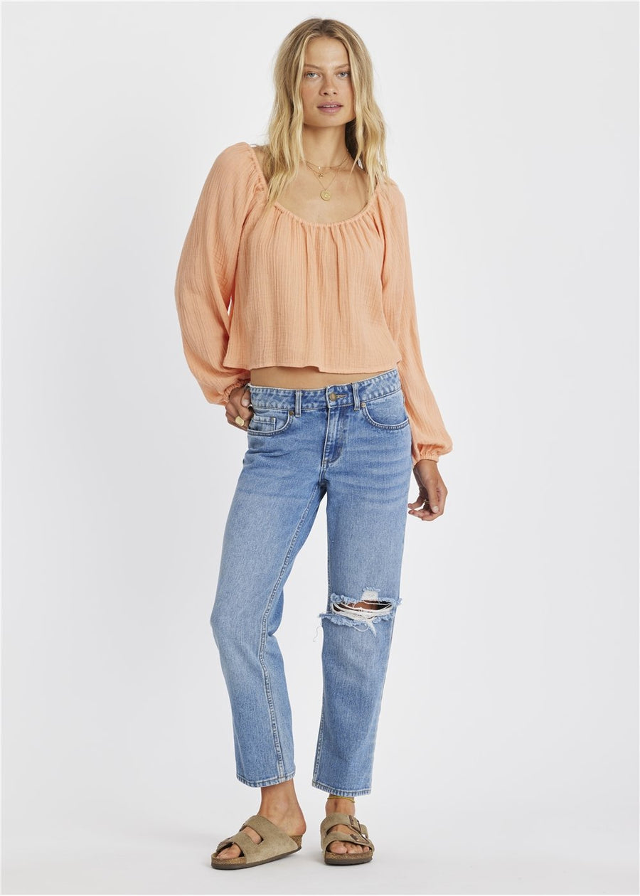 Sisstrevolution  Wave Rider LS Woven Top - Sunset