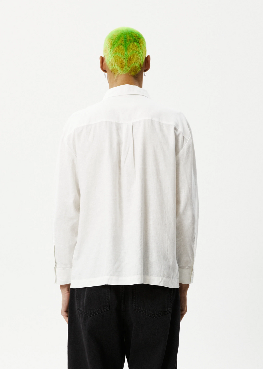 Afends Everyday Hemp Cuban Long Sleeve Shirt - White