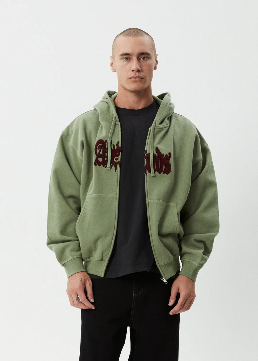 Afends Sun Bite Zip Hood - Oil Green