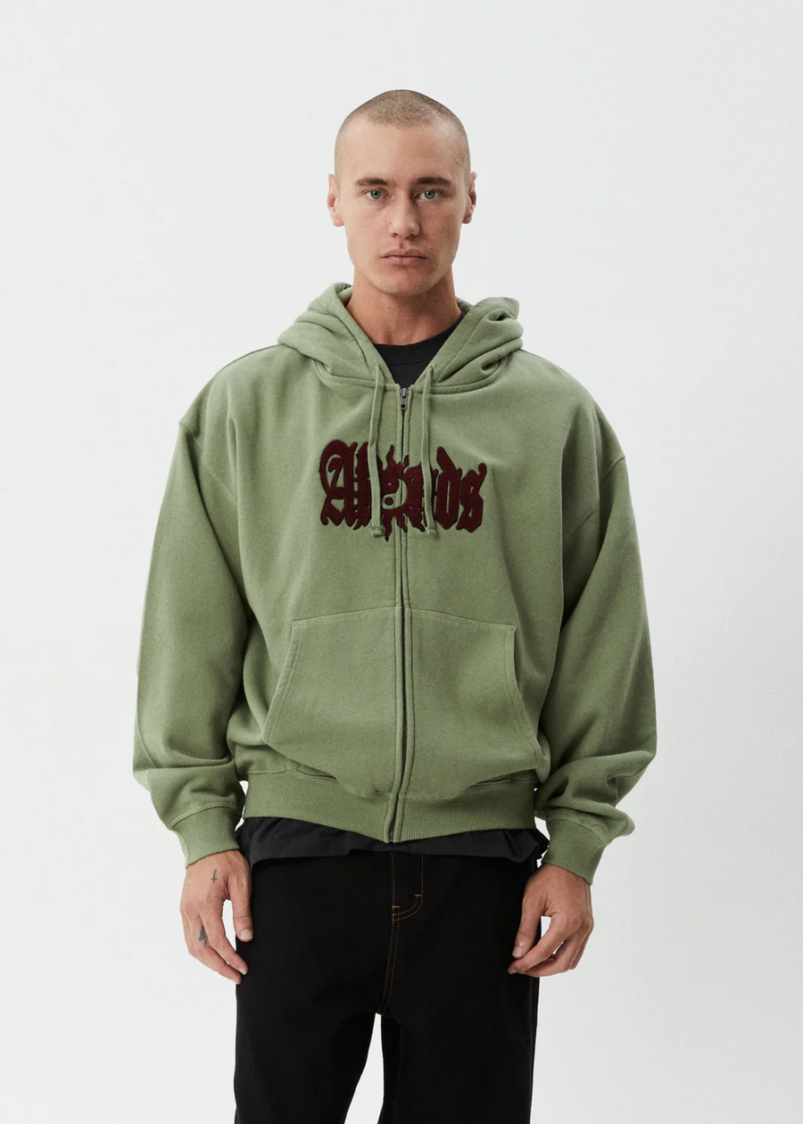 Afends Sun Bite Zip Hood - Oil Green