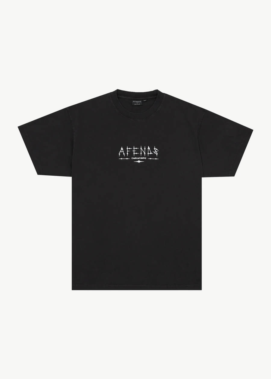 Afends Spinal Boxy Tee - Stone Black