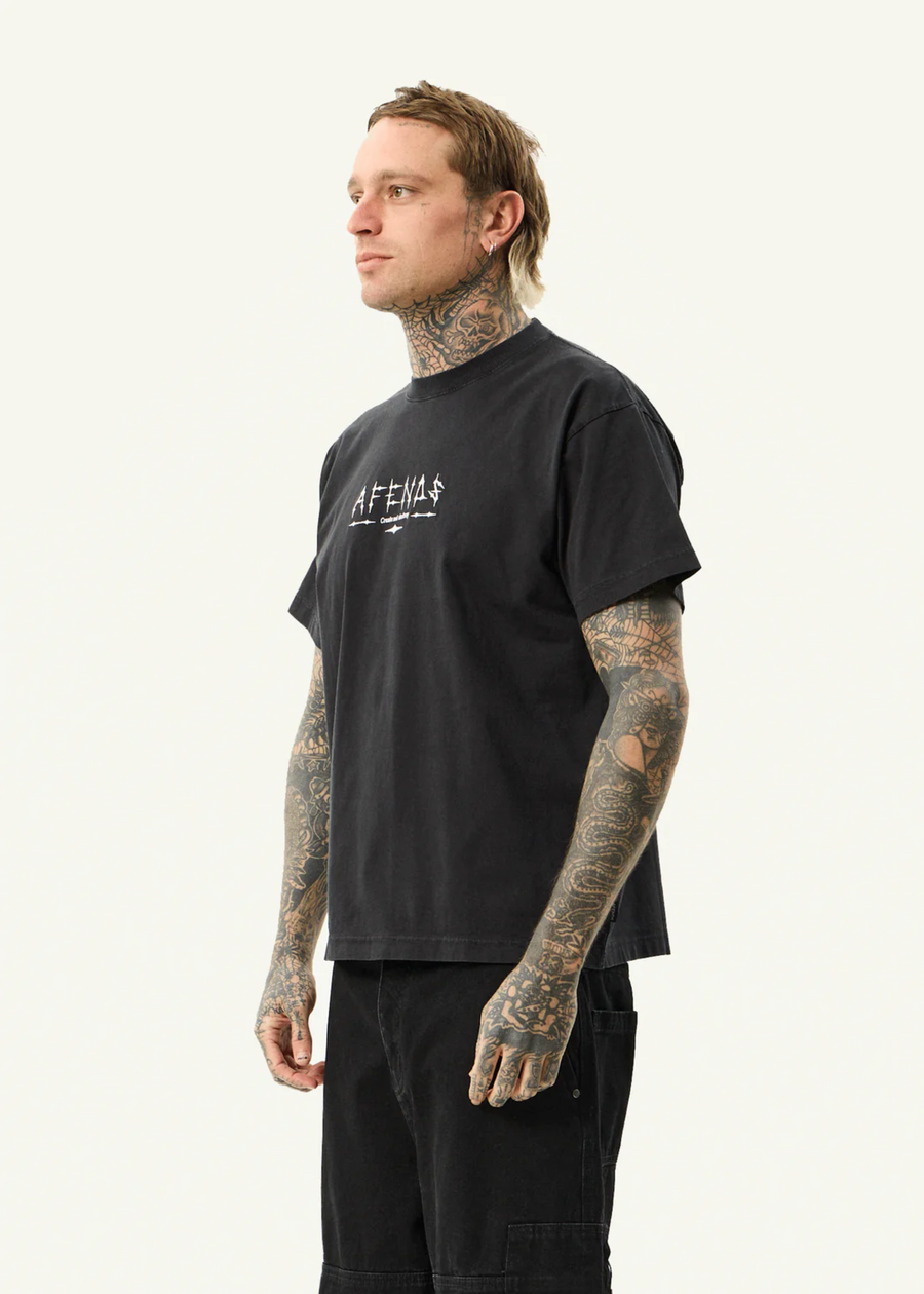Afends Spinal Boxy Tee - Stone Black