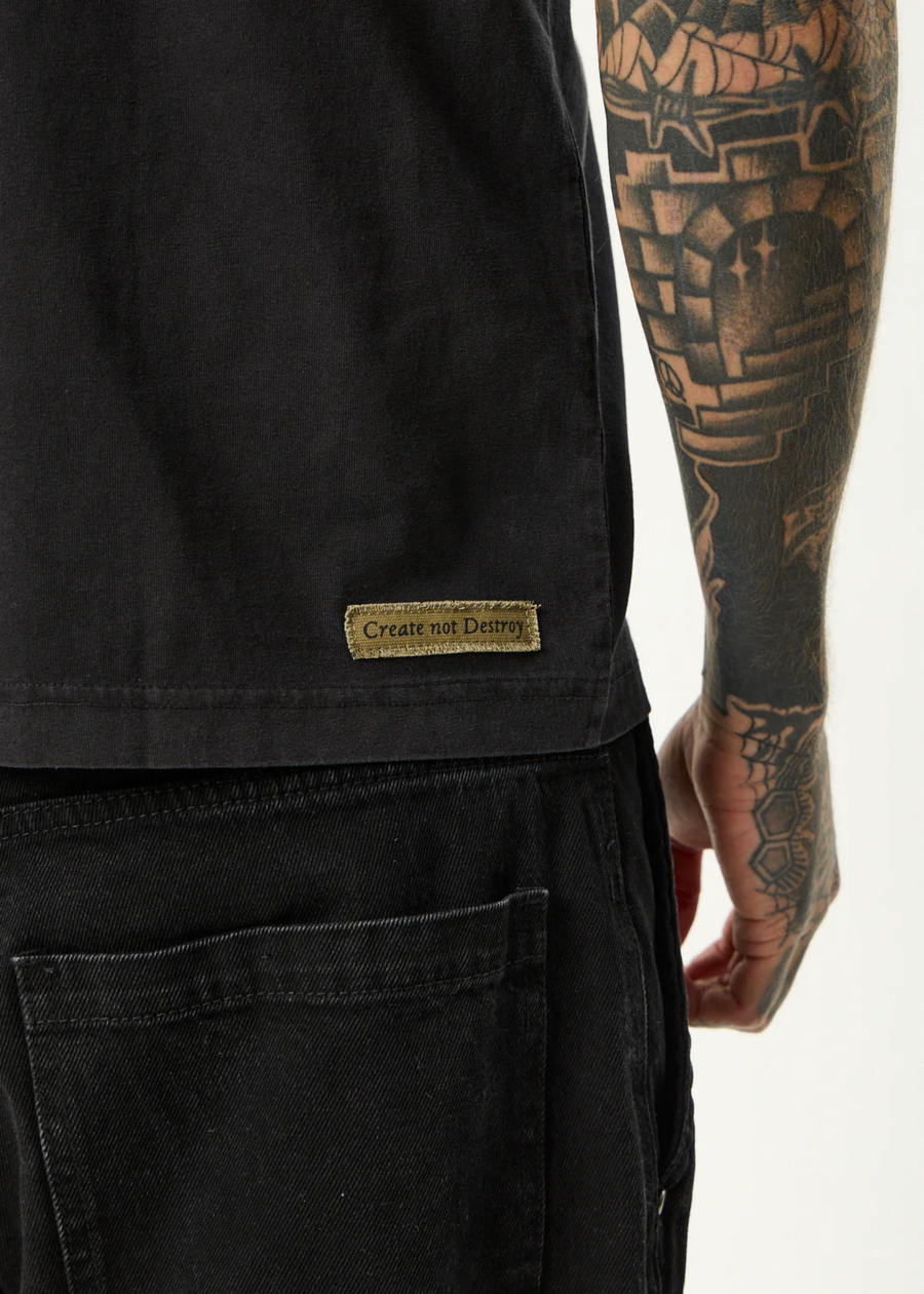 Afends Spinal Boxy Tee - Stone Black