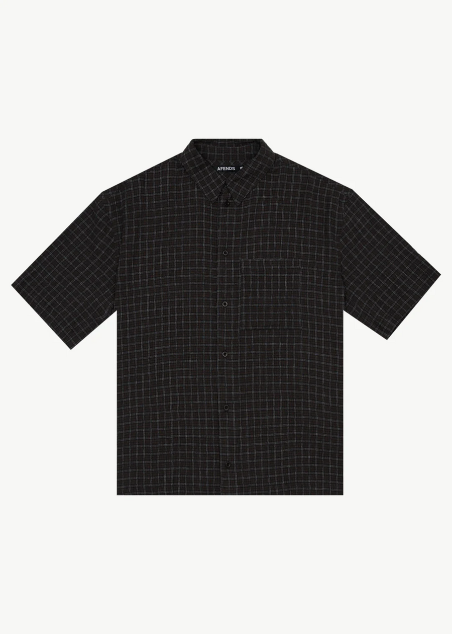 Afends Dusk Hemp Seersucker Check Shirt - Black Check