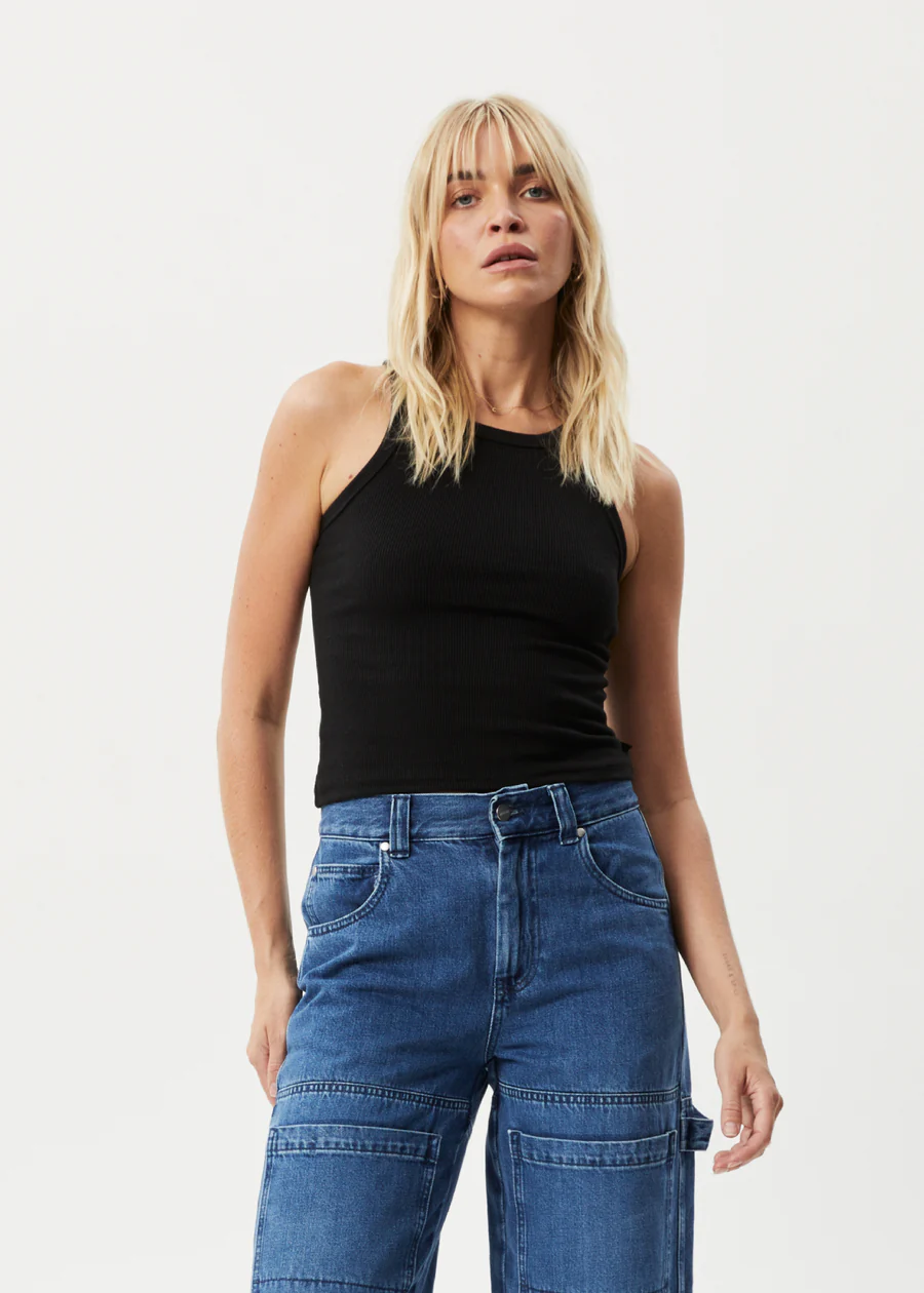 Afends Lydia Hemp Ribbed Singlet - Black