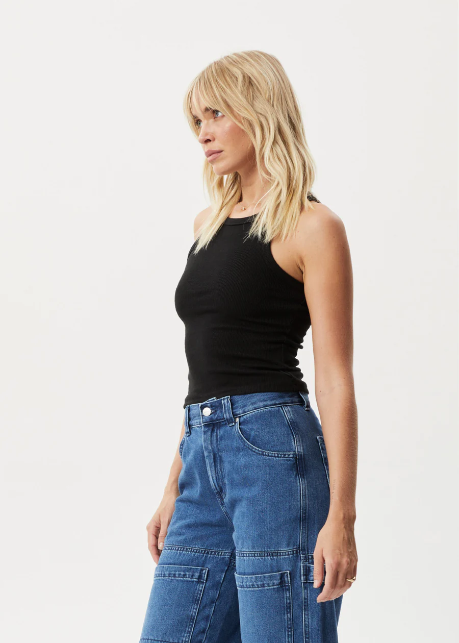 Afends Lydia Hemp Ribbed Singlet - Black